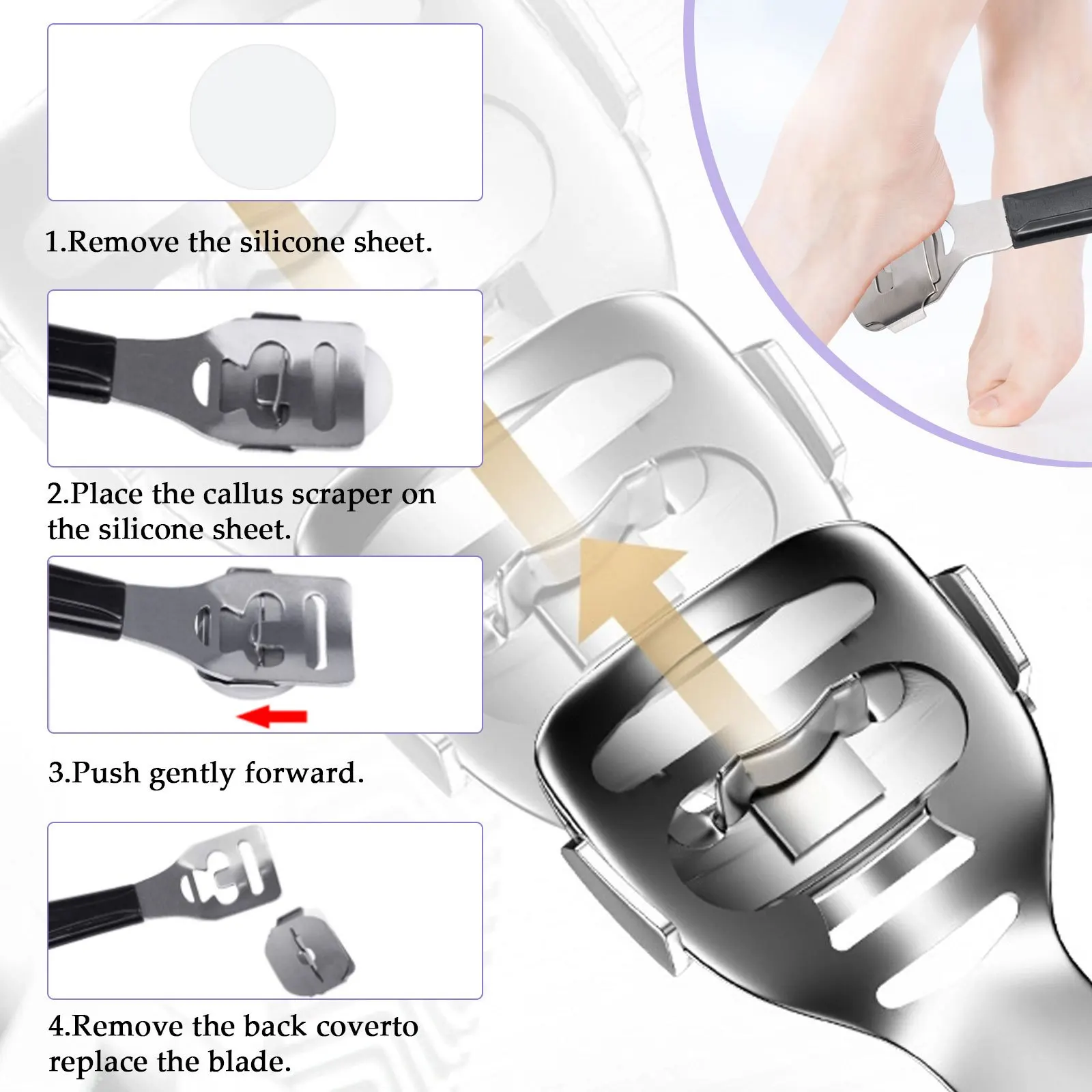 Pedicure ชุด Peeling และ Exfoliating Calluses แปรงขัดเท้าสแตนเลส Double-Sided Foot Care เหยียบหิน 10 in 1