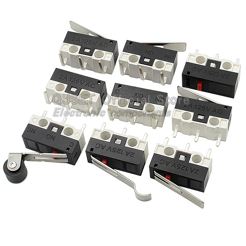 10 ชิ้น Micro Limit Switch Momentary Push ปุ่มสวิทช์ 1A 2A125V AC แผ่นสวิทช์ 3 Pins ยาว Roller Lever Arm SPDT 12X6X6 มิลลิเมตร