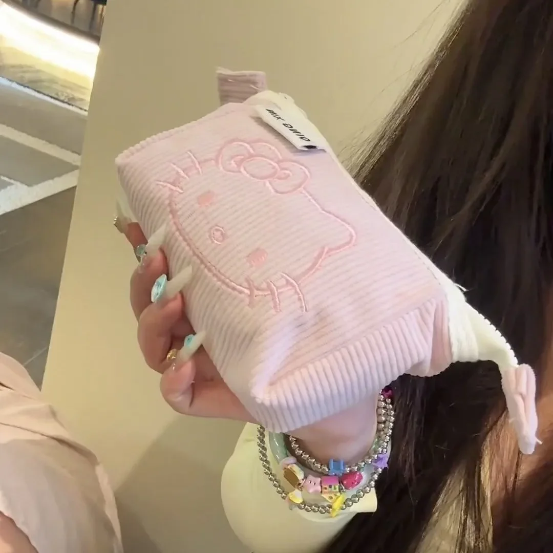 Bolsa de lápices Kawaii de Hello Kitty con bonitos dibujos de gran capacidad para niños, caja de lápices escolar para estudiantes, regalo de Navidad y Halloween para niñas