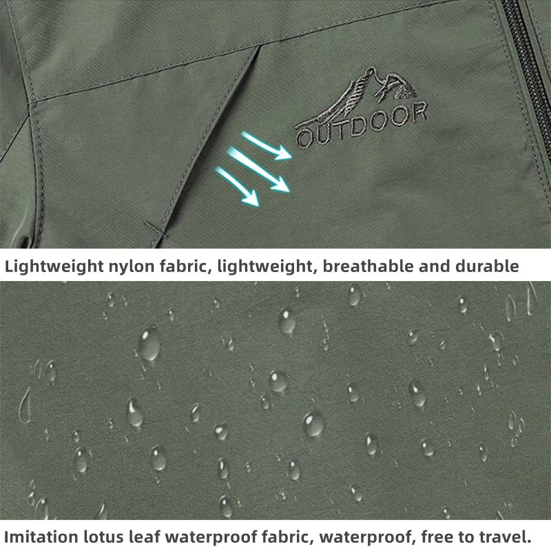 Chaquetas cortavientos impermeables para hombre Naturehike, chaqueta táctica informal para senderismo, abrigo a prueba de viento con capucha y múltiples bolsillos para pesca