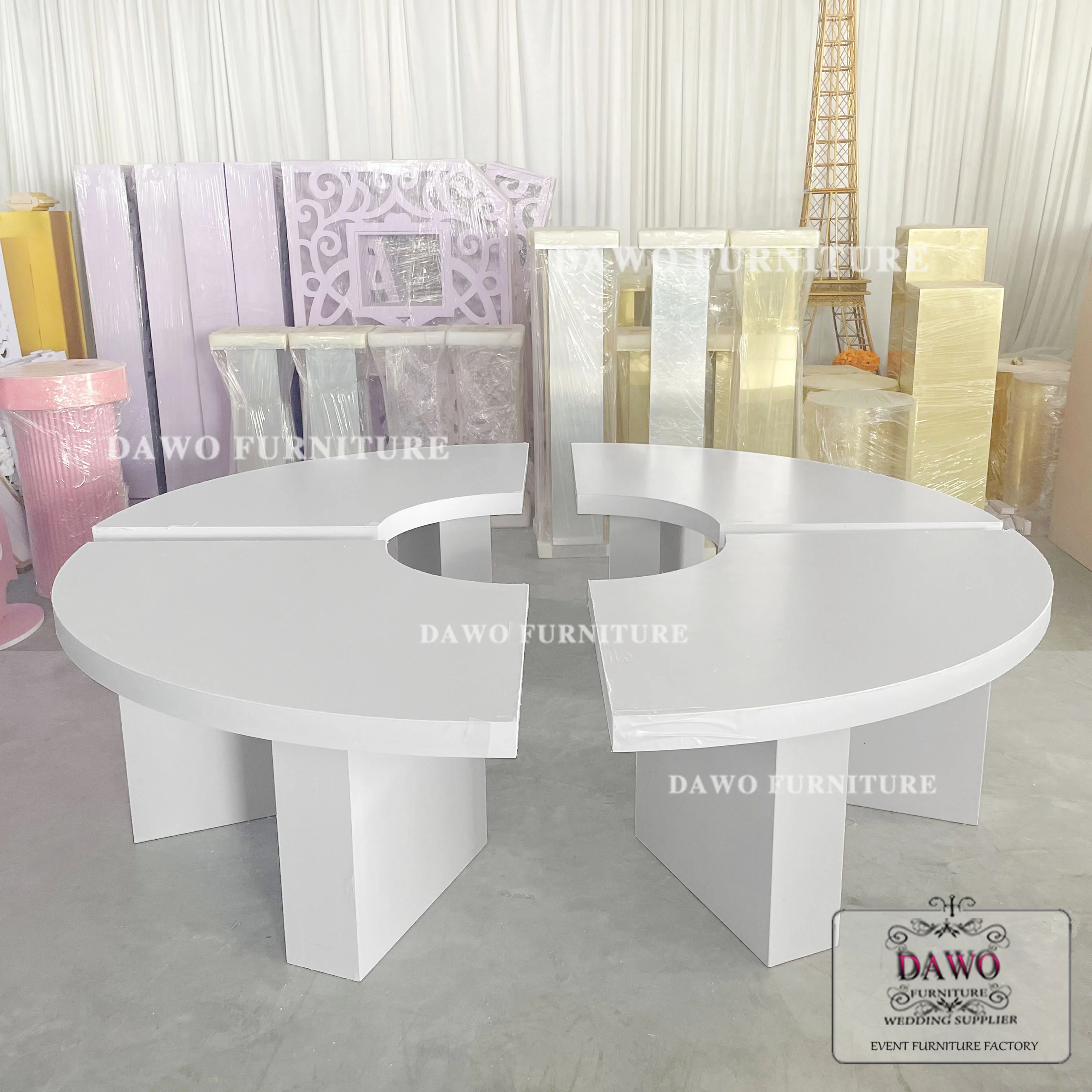 Children Kids Table White Plastic Mdf Big Round Event Party Table
