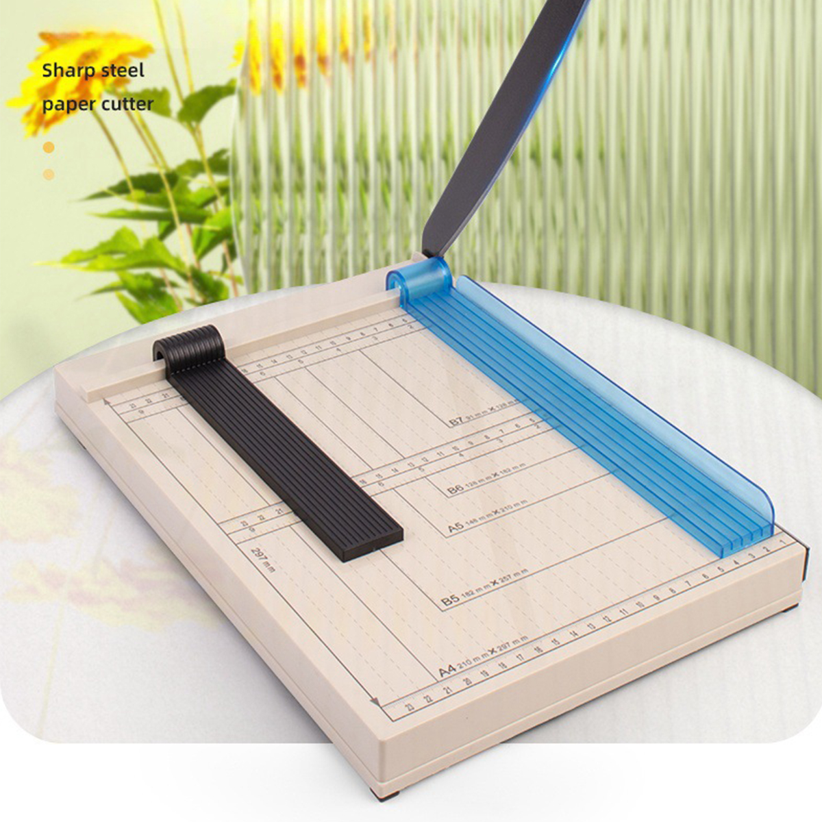 B7-A4 Paper Cutter with Safety Protection and Detachable Blade Pressure Strip, Lightweight Manual Small Office Paper Cutter