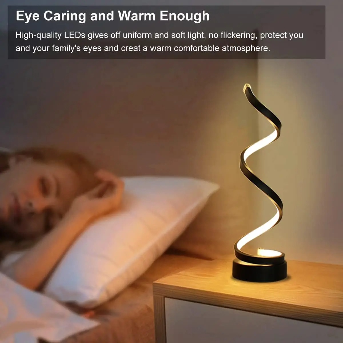 Lámparas de mesa para sala de estar, lámpara de mesa LED regulable en espiral moderna, lámparas de noche pequeñas, lámpara de mesita de noche para dormitorio, oficina, hogar