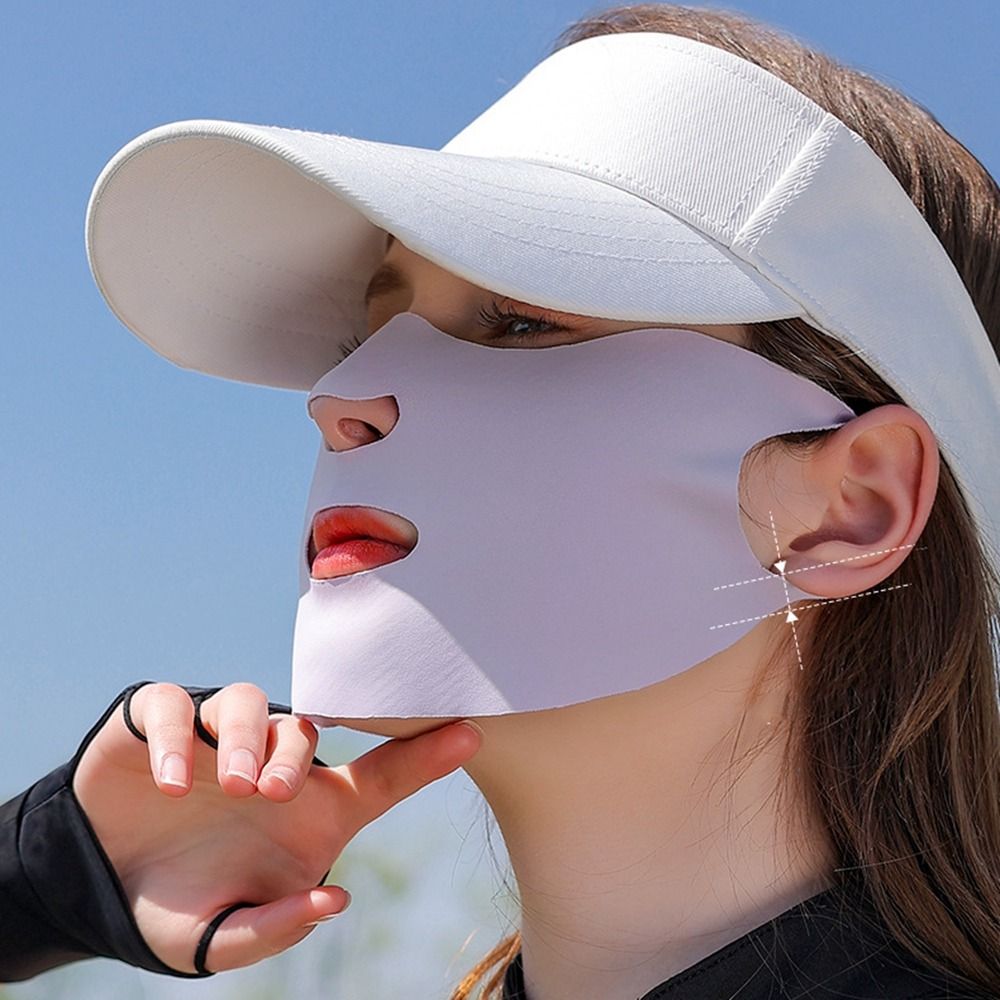 Zijden sjaal effen kleur voor dames gezichtssjaals wandelen anti-uv gezichtsbedekking zonnebrandcrème sluier ijszijde gezichtssjaal zonnebrandcrème masker