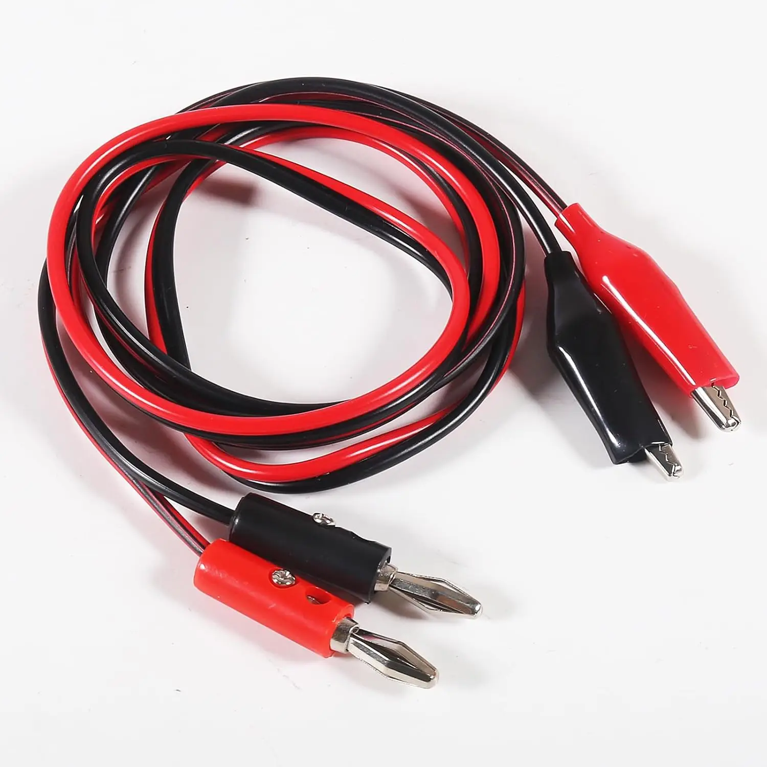 2 uds conector Banana a pinza de cocodrilo Cable de prueba Cable de línea, conector Banana de 4mm para multímetro, Cable de puente de prueba eléctrica 100cm