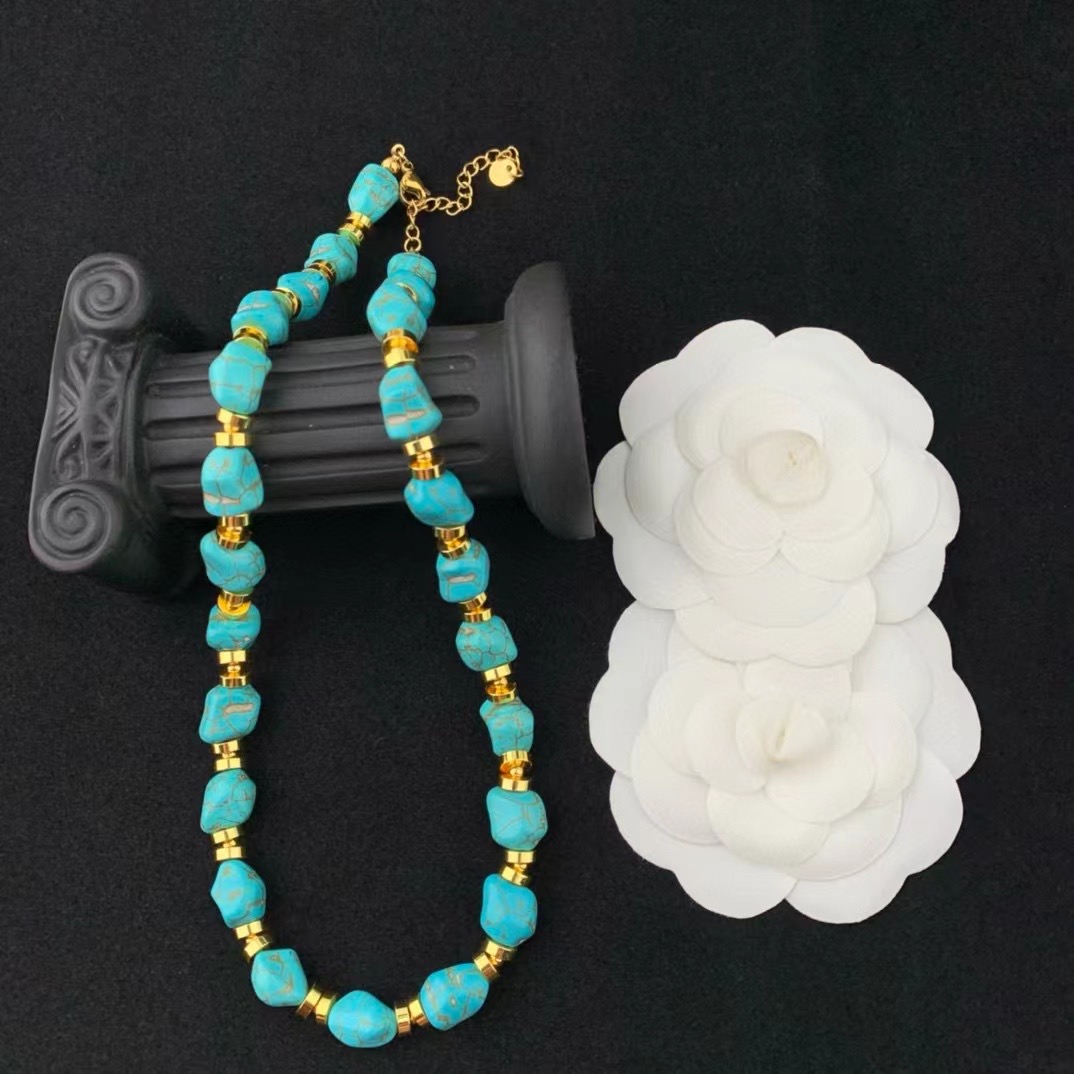 Colar turquesa irregular para mulheres, gargantilha de temperamento, joias de festa, atacado, presente vintage para meninas