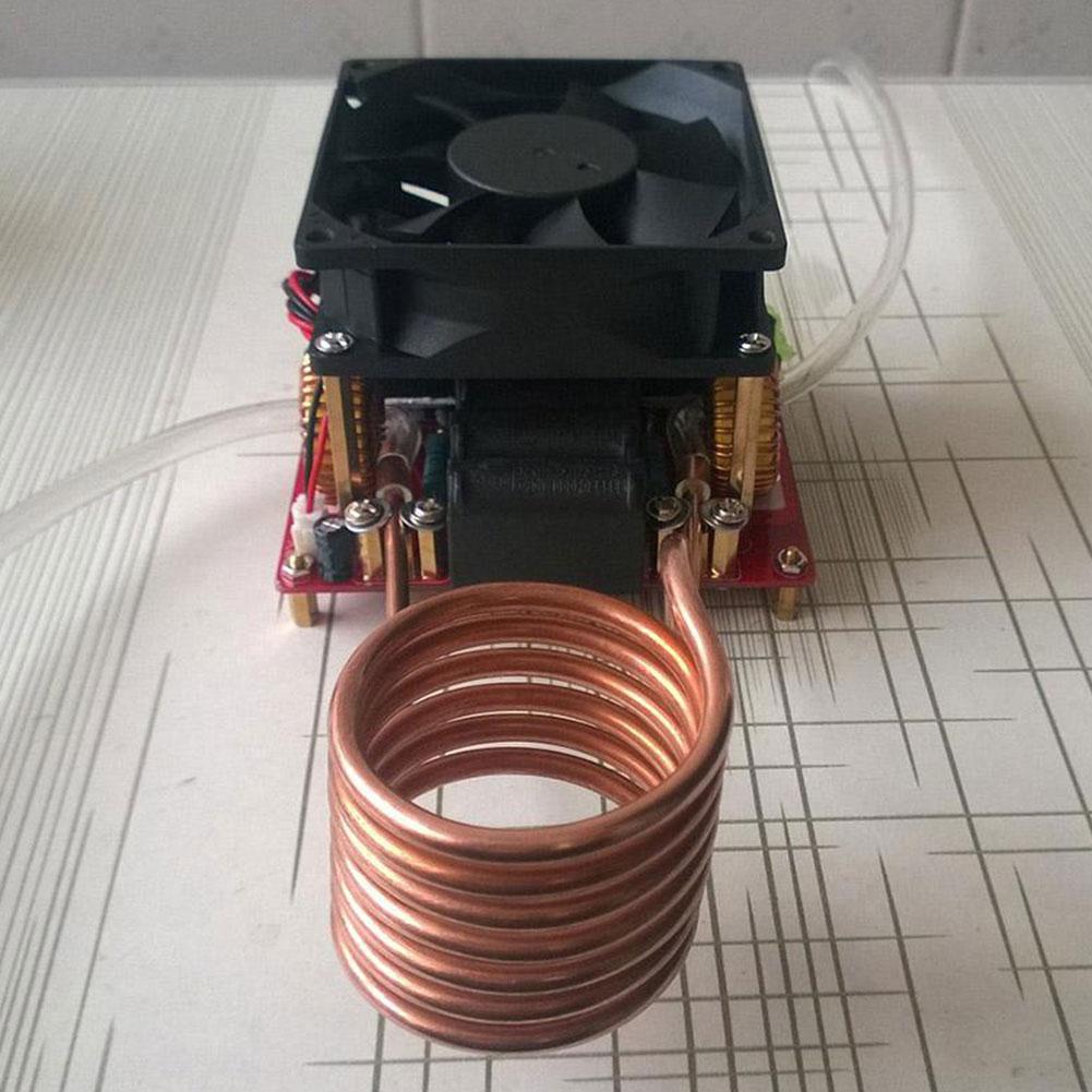 ชุดแผ่นทำความร้อนเหนี่ยวนำ1000W ZVS Alat ท่อฮีตเตอร์เครื่องทำความร้อนแบบ DIY ชุดจุดระเบิด pemanas Hitam Merah สีดำและแดง