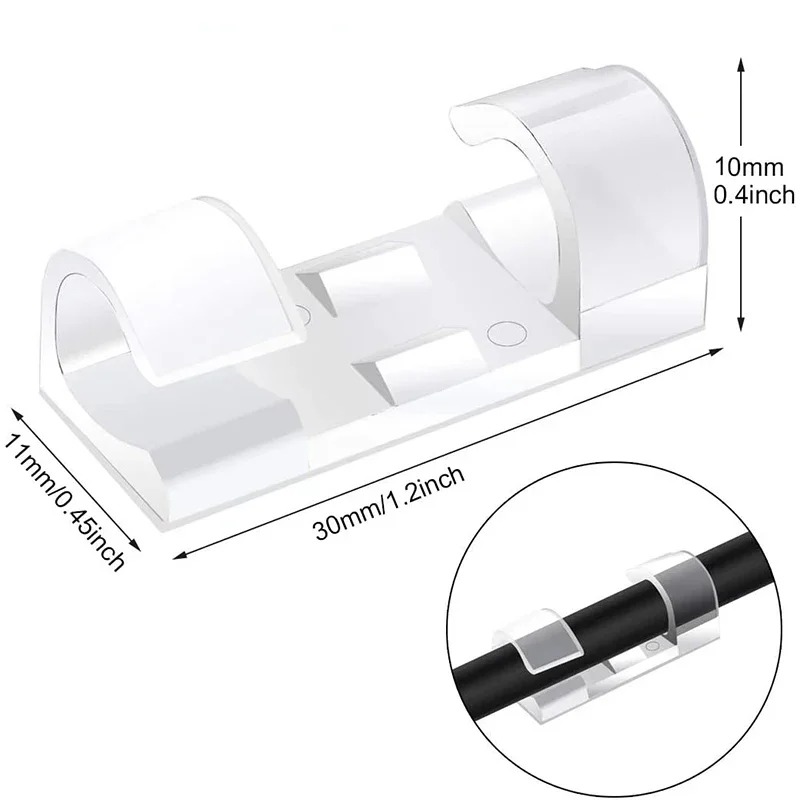 20 to 60Pcs Cable Management Clips Wire Holder Set Uses for USB Data Charging Cables Wall Mount Spool Organizer