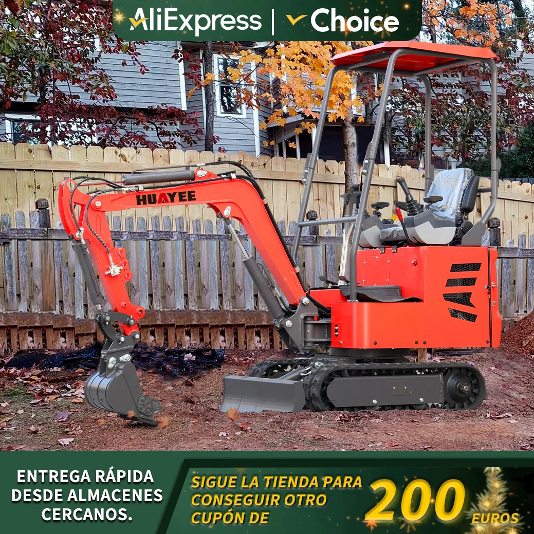 Miniexcavadora 1000kg personalizada HUAYEE China fábrica excavadora sobre orugas entrega rápida multifuncional con excavadora de cabina