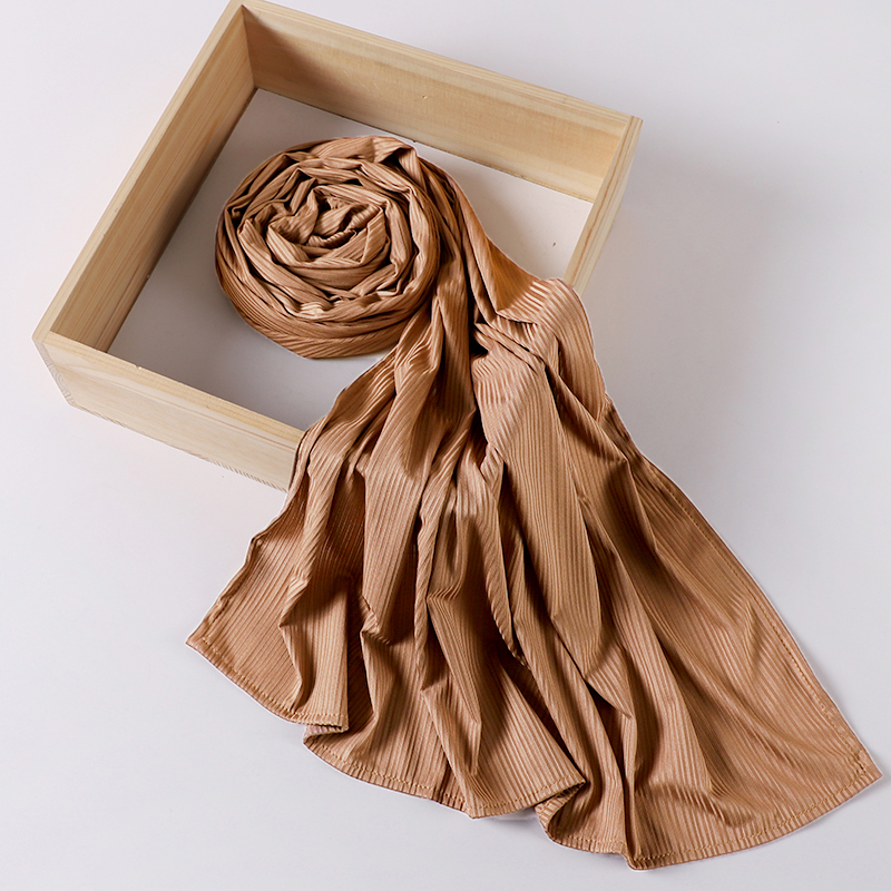 Camisa com nervuras hijab muçulmano lenço liso crepe hijab cachecol macio xales islâmicos envolve bandana voile femme musulman