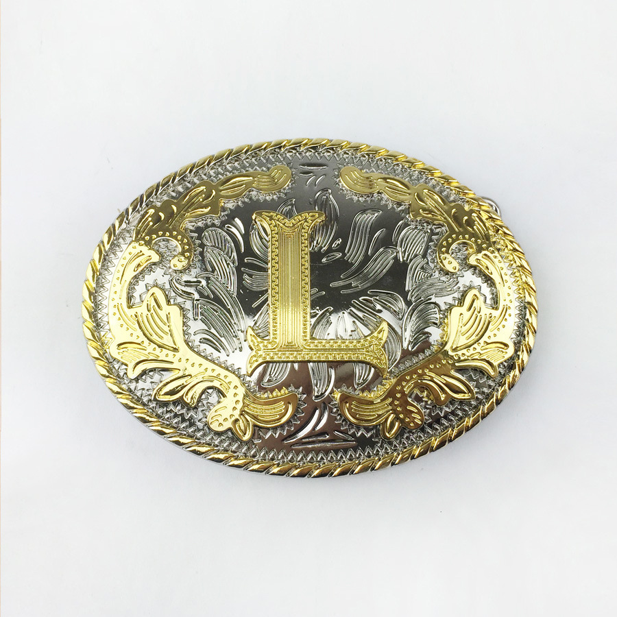 Weiß Karat Gold Muster 26 Englisch Brief Gürtels chnalle Kopf Mode lässig Gold Schnalle