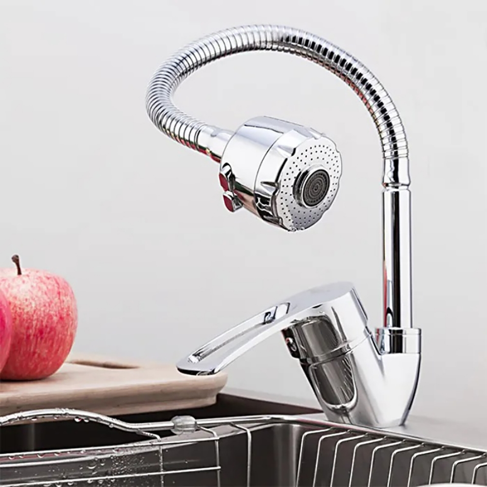 Kitchen Sink Faucet Universal 360°Rotatable Flexible Cold and Hot Water Tap Adjustable Spray Mixer Tap Deck Mounted For Home Use