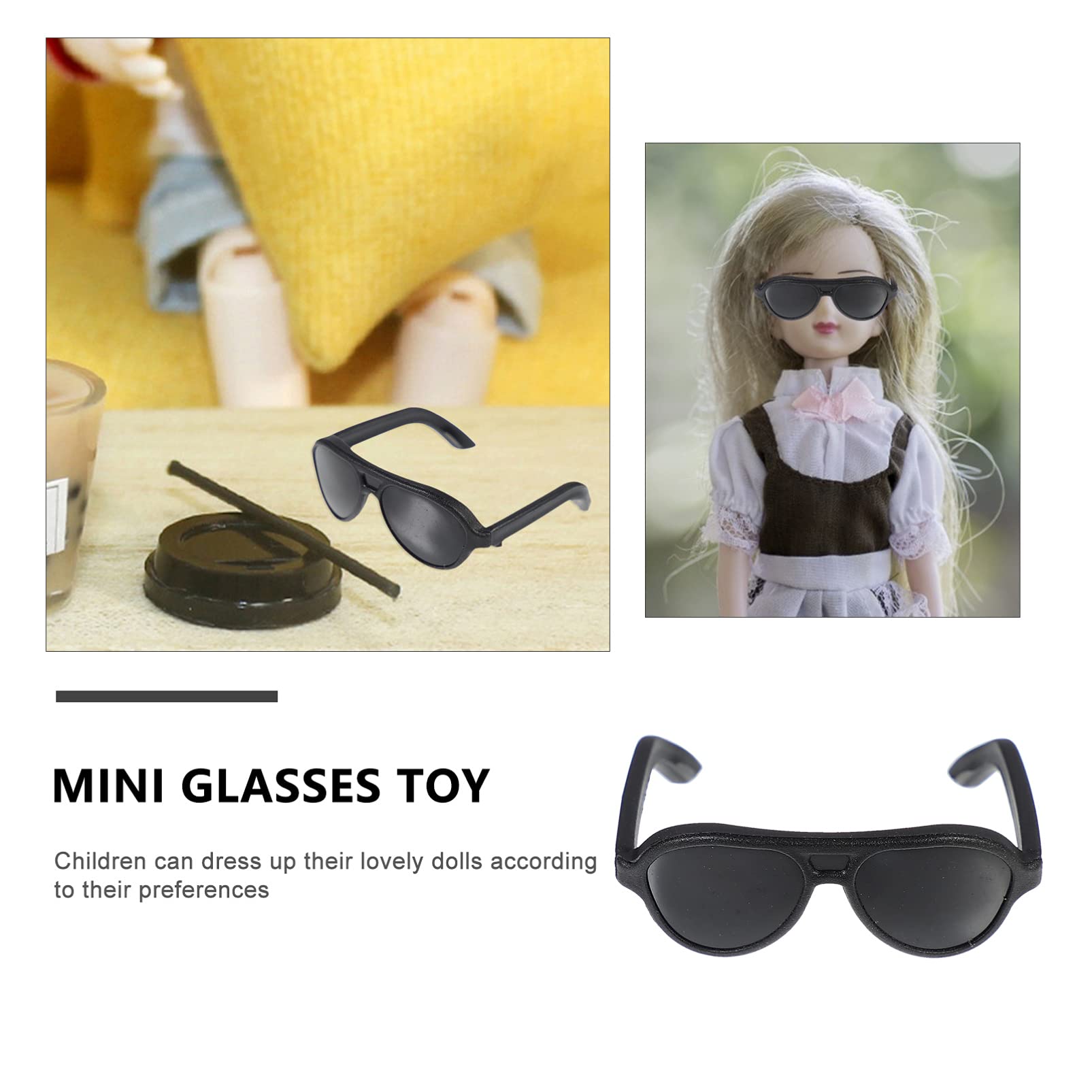 100 Uds gafas de sol para muñecas, gafas de sol en miniatura Mini disfraz de muñeca accesorios de pato de goma para manualidades de casa de muñecas