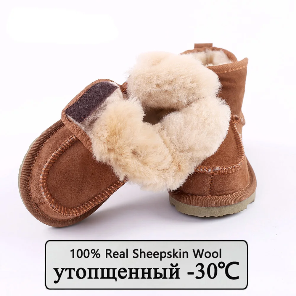 Botas de nieve para bebés para niños y niñas, botas de nieve para niños, zapatos de piel auténtica de oveja, zapatos australianos de cuero Geanuine para niños