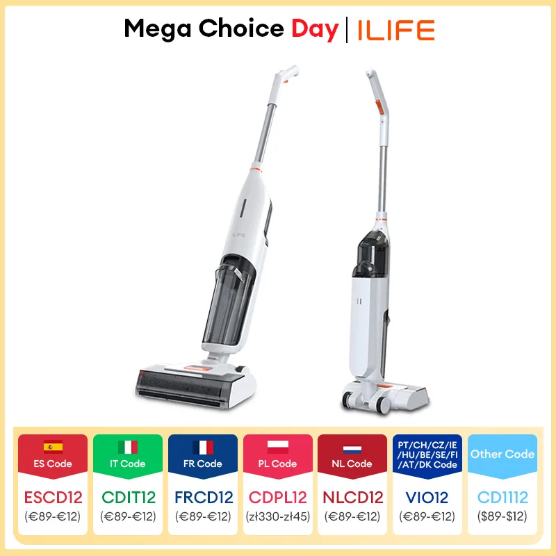 ILIFE W90 Lavaggio intelligente senza fili asciutto e bagnato, aspirazione 5500 Pa, autopulente da 1 minuto, grande doppio serbatoio dell'acqua