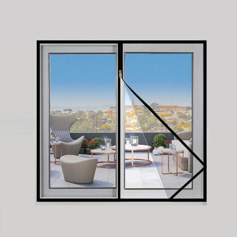 Pantalla resistente a mosquitos, malla para ventana, mosquitera autoadhesiva para ventana, ventana para pantalla doméstica tipo cremallera