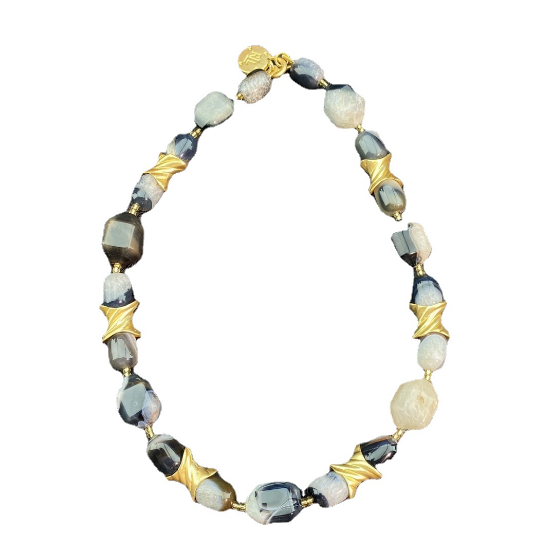 Vintage Handmade Beads Gargantilha para Mulheres e Meninas, Temperamento Colar, Jóias Presente, Festa, Jade Beads, Atacado