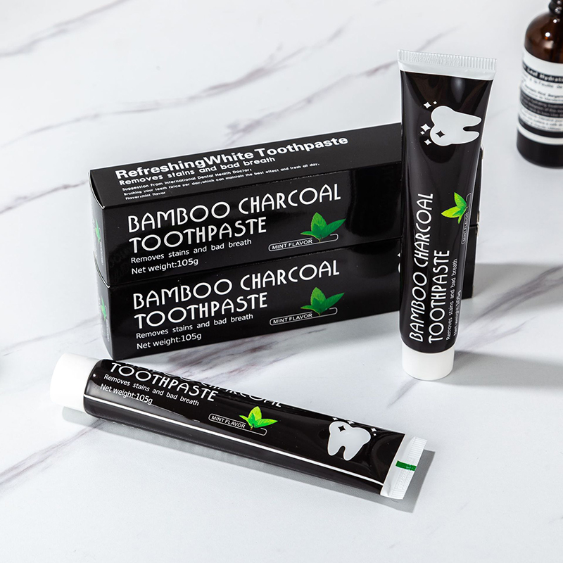 Creme dental de carvão vegetal de bambu para clarear os dentes, Carvão Ativado Removendo Dentes Amarelos, Limpeza de mancha dentária