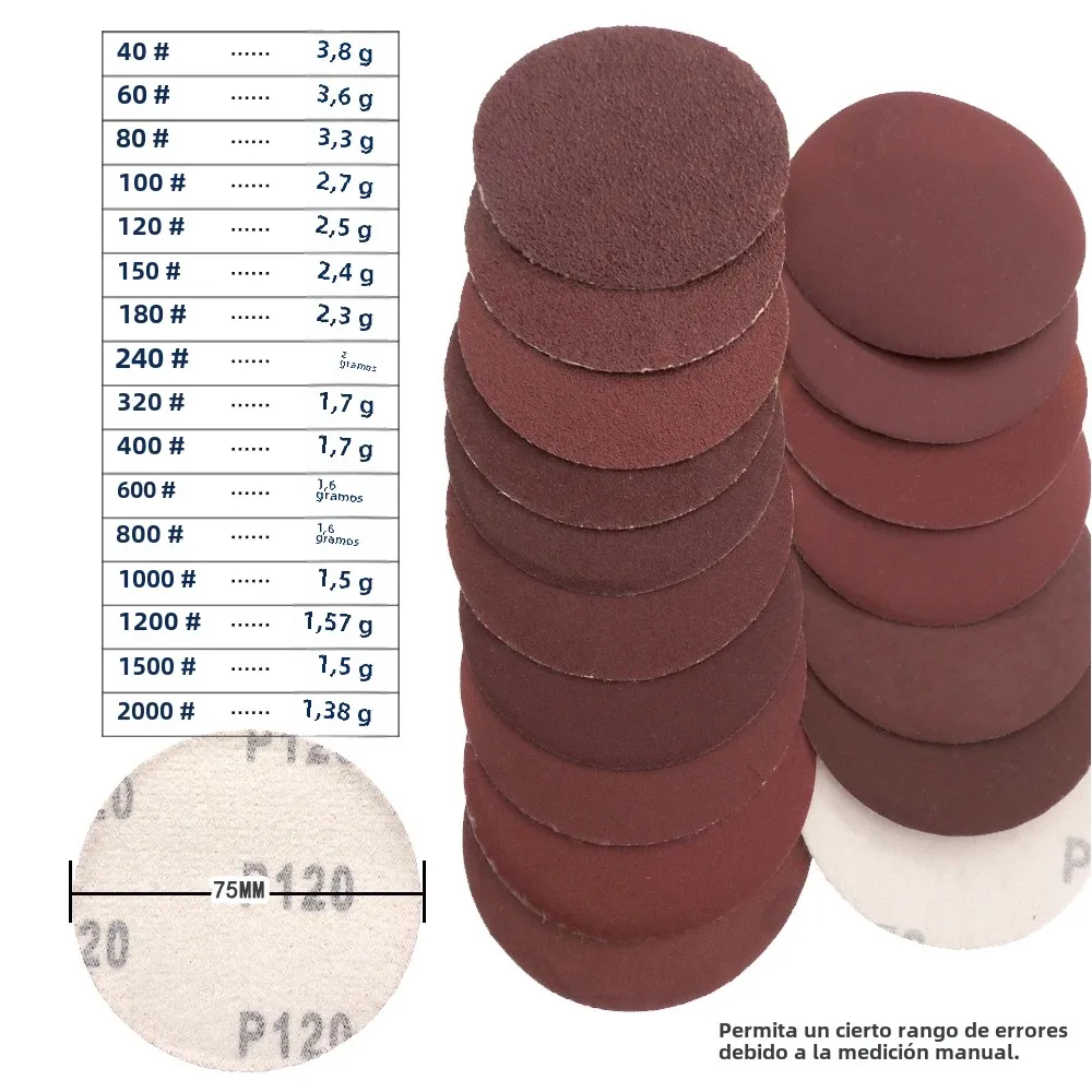 Discos de lijado de 3 pulgadas y 75mm, papel de lija de forma redonda, gancho de grano 40-2000, herramienta de pulido abrasivo de papel de arena para amoladora, herramienta rotativa