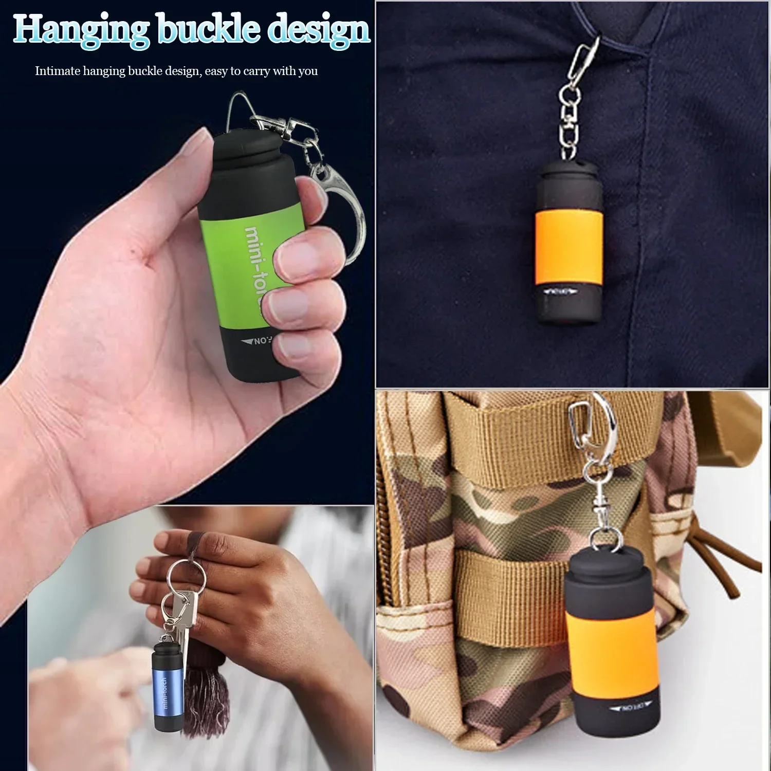 Portable Mini Flashlight Keychain Light USB Charging Pocket LED Lights Small Torch Rotary Switch Emergency Flashlights