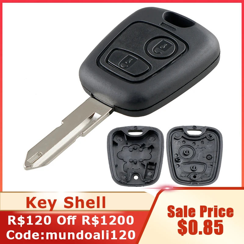 Carcasa para llave remota de coche de 2 botones, funda para llave con microinterruptores de hoja 206 aptos para Peugeot 106 107 206 207 306 307 406 407