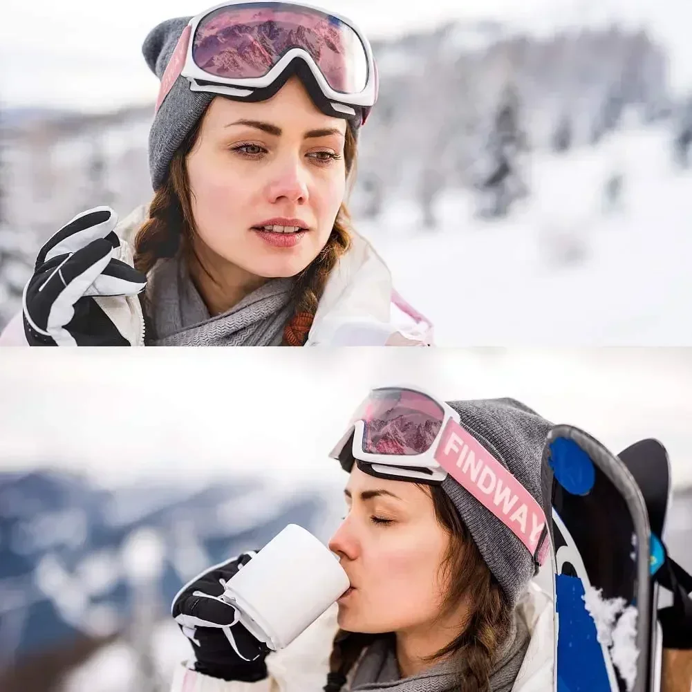 Gogle narciarskie Findway dla dorosłych Dwuwarstwowe soczewki Anti Fog Ochrona UV OTG Design Over Helmet Kompatybilne do jazdy na nartach Snowboarding
