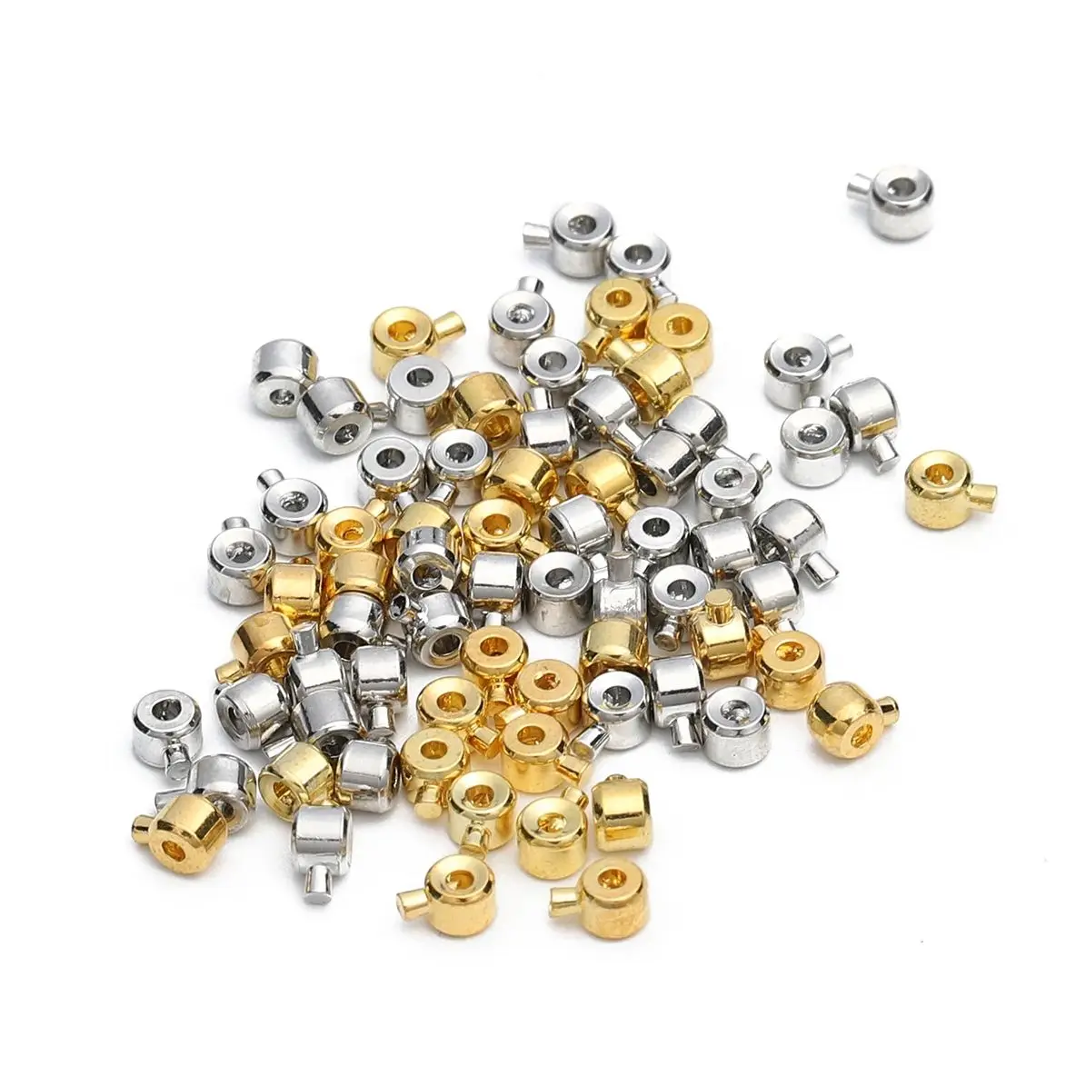 10Pcs สแตนเลสสตีล Stopper Spacers ตําแหน่ง CRIMP End Septum คลิปสําหรับเครื่องประดับ DIY สร้อยคอสร้อยข้อมือ CONNECTOR