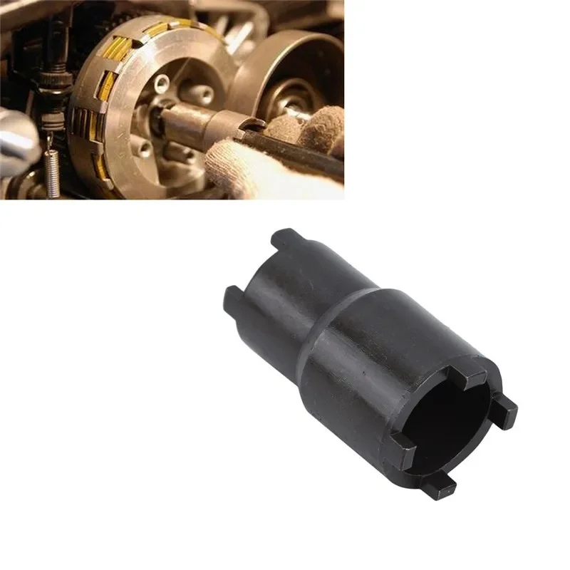 Werkzeug zum Entfernen der Motorradmutter, schwarzer doppelköpfiger Kupplungssicherungsmutterschlüssel, Motorrad-Reparaturwerkzeug