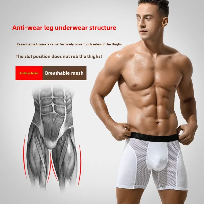 Herenboxers Sport Anti-slijtage Beenondergoed Heren Zomer Uitgebreide Grote Maat Shorts Ijs Zijde Hardlopen Antibacterieel