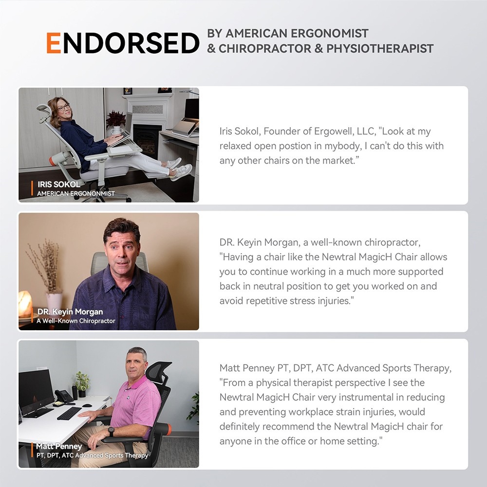NEWTRAL-silla ergonómica con reposapiés, respaldo automático, reposacabezas adaptable, soporte inferior de la espalda, brazo ajustable