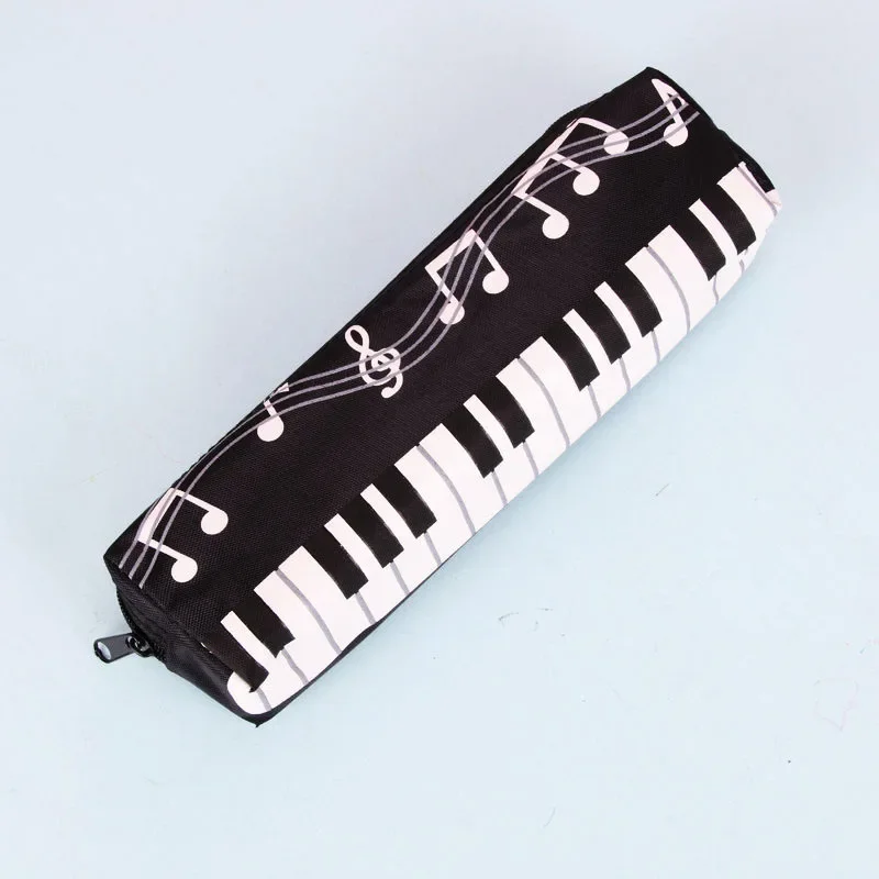 Creative Musical Note Piano Stationery Pouch Student Pencil Case Square Single Layer Oxford Cloth Pen Bag for Girls Boy