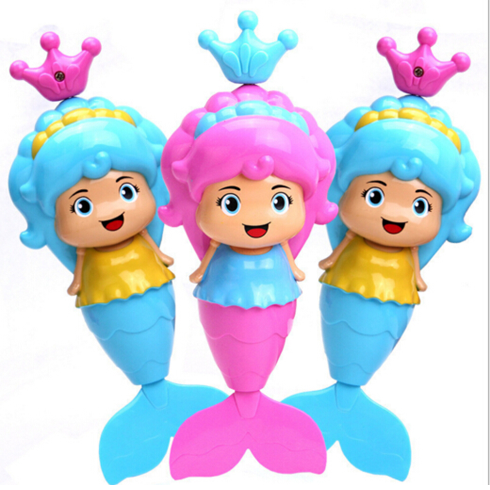 New Bath Toy Cute Mermaid Clockwork Dabbling Floating Swimming Wound Up Water Play Cartoon Educationa Learning Bath Toys