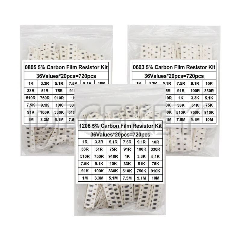 4000 Uds 0402 Kit de resistencias SMD Kit surtido 10ohm-1M ohm 5% 80valuesX 50 Uds = 4000 Uds Kit de muestra 0805 0603 1206 2512 1210
