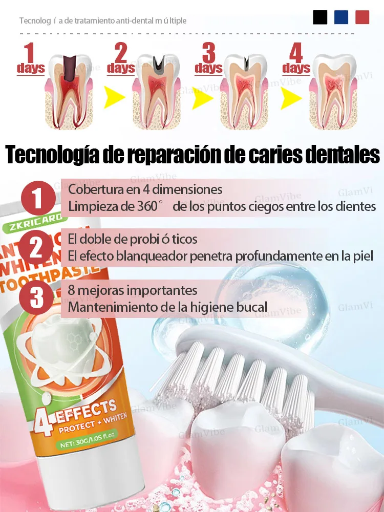 Reparar caries, caries dental, aliviar dolor de encías, blanqueamiento dental