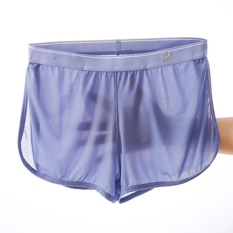 WJ-pantalones cortos de seda de hielo para hombre, ropa interior transpirable, Bóxer transparente