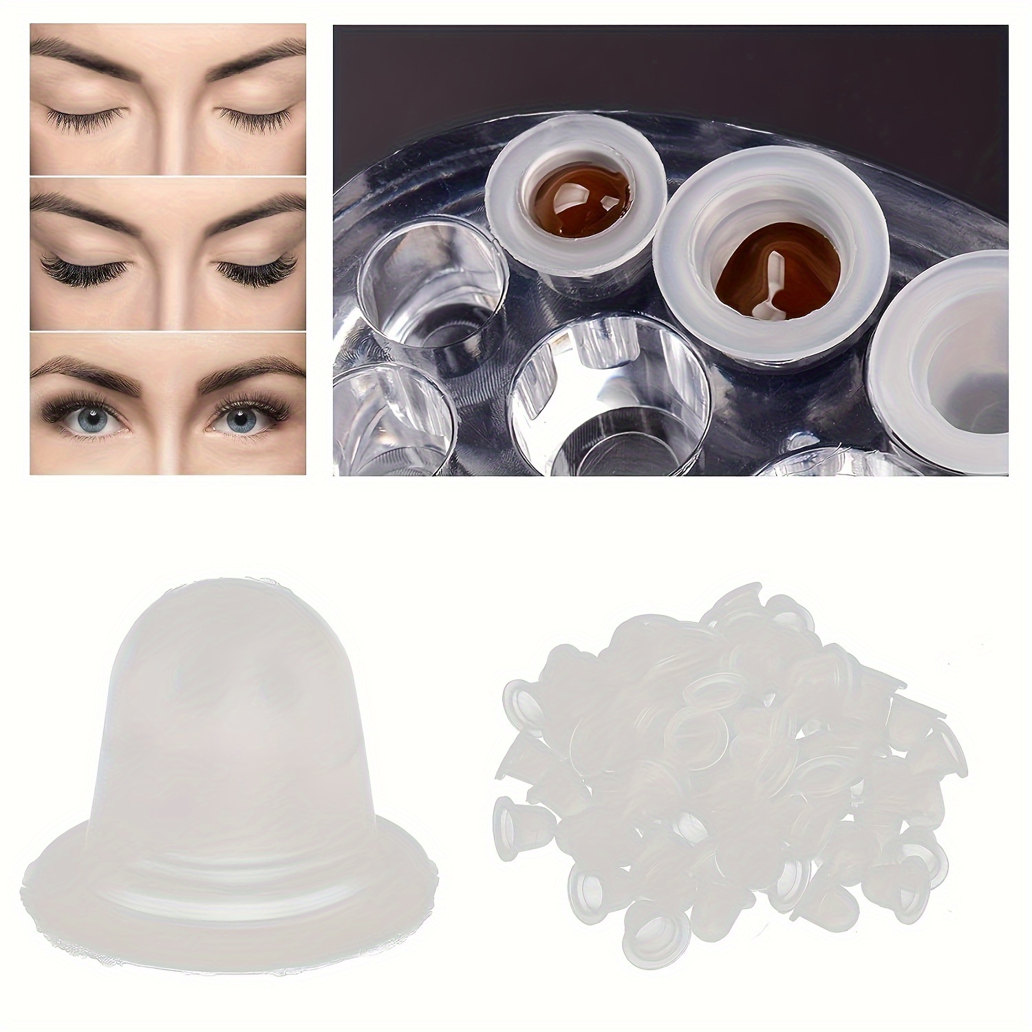 100 Uds taza de tinta de tatuaje desechable tamaño S y tamaño L silicona tatuaje permanente maquillaje cejas pigmento contenedor tapas