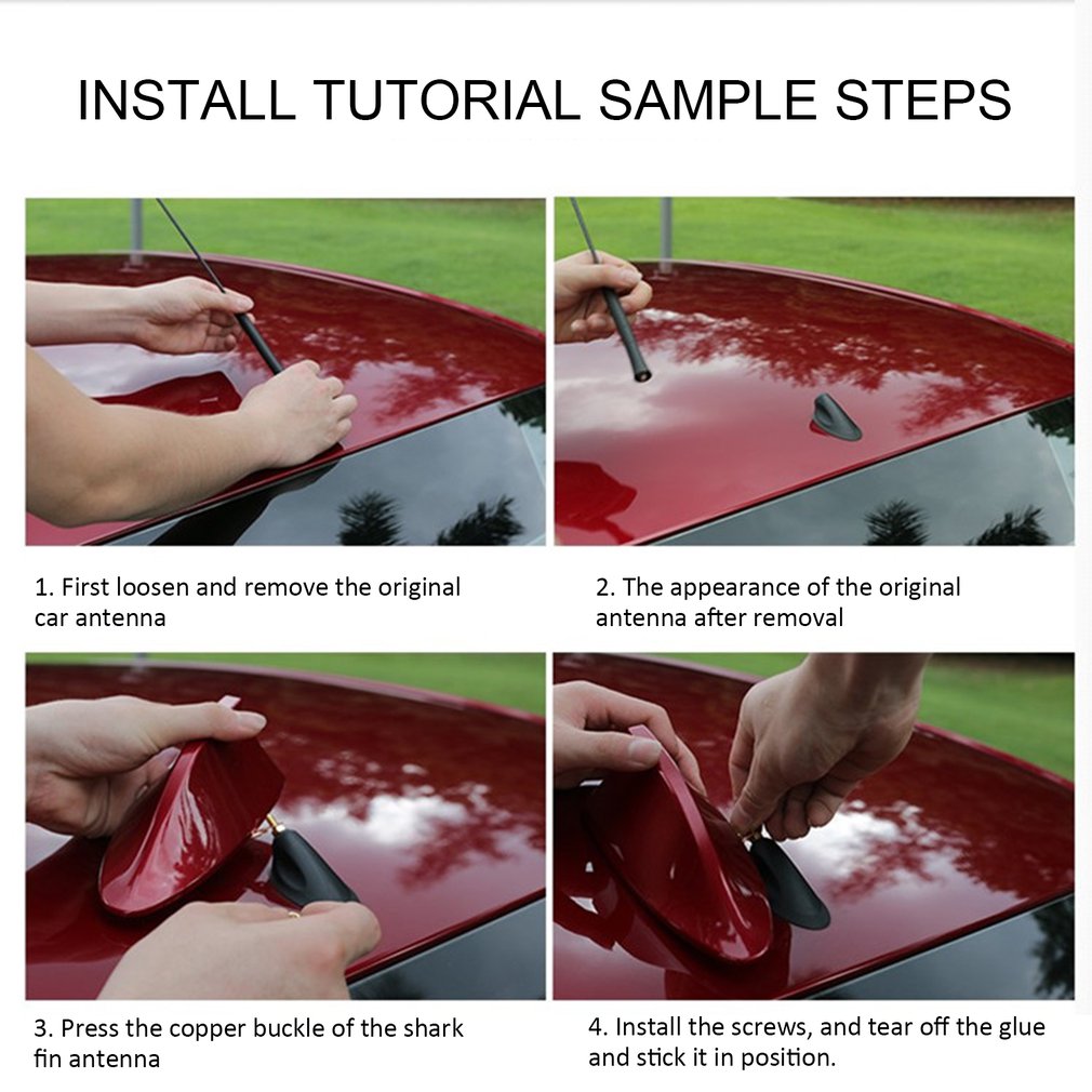 ユニバーサルアンテナブラックカーシャークシェードフィンルーフ ABS 装飾 FM/AM 信号機能保護アンテナ Fo-rd すべての車