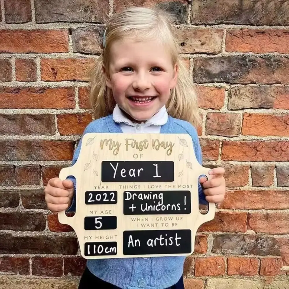 Wooden First Day Of School Sign With Handle Reusable Wooden Message Board Personalized My First Day Blackboard Back To School
