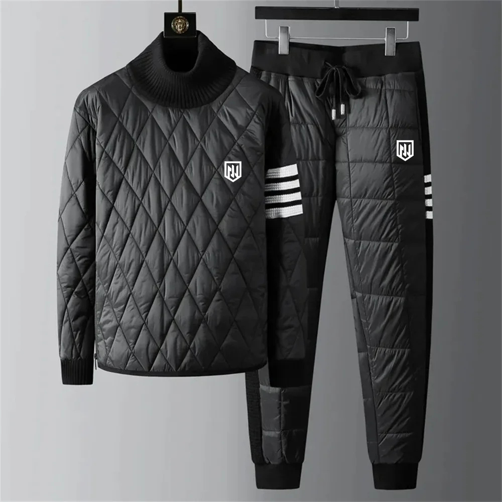 Autumn Winter Down Cotton Golf Two Piece Set New Men Golf Jacket Windbreaker Hedge Men Golf Clothing Golf Pants Men's Golf Wear