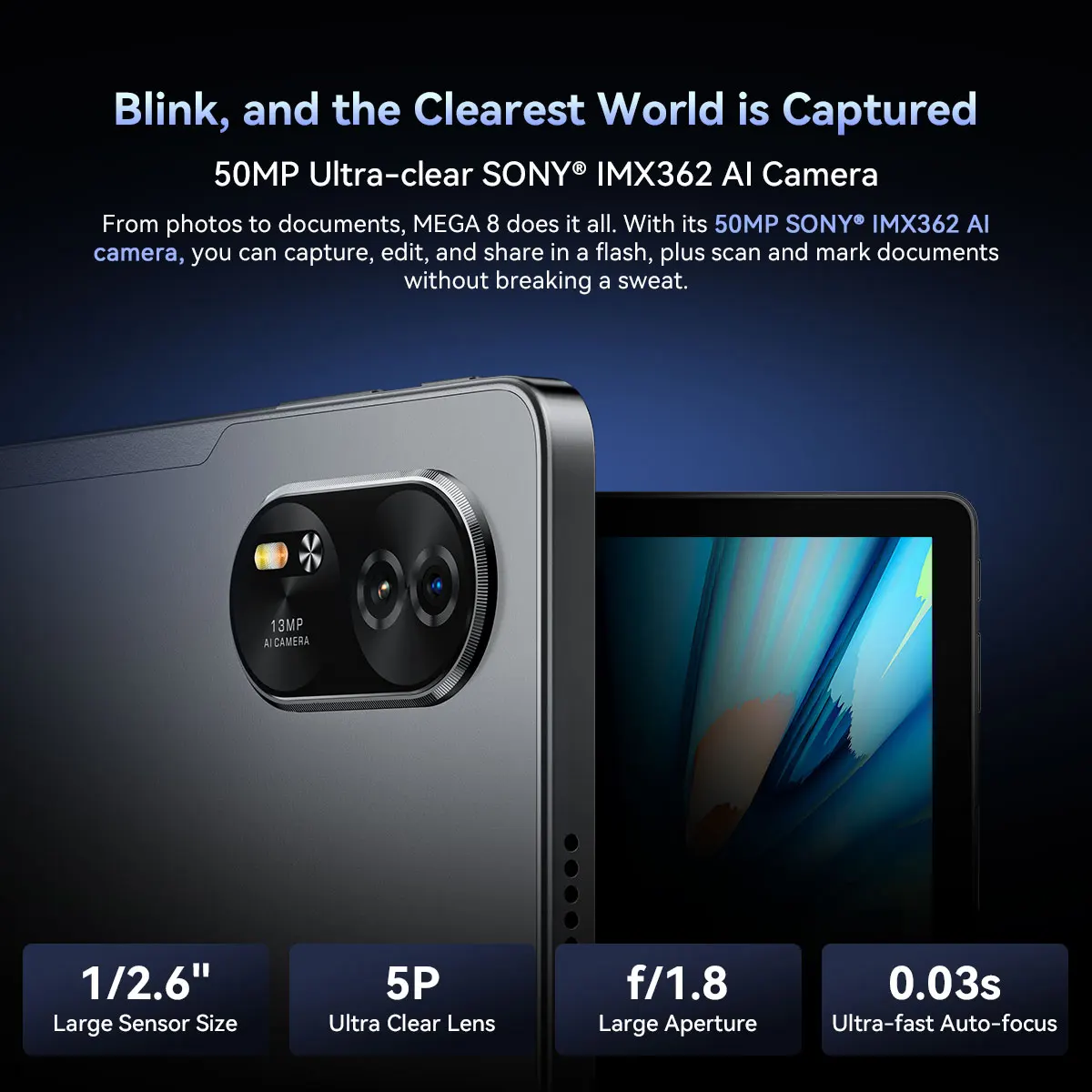 【World premiere】Blackview MEGA 8 Tablet 13 inch FHD+ 90Hz Display 11000mAh  AI Android 15 50Mp Camera 4 BOX Speakers 4G Pad PC