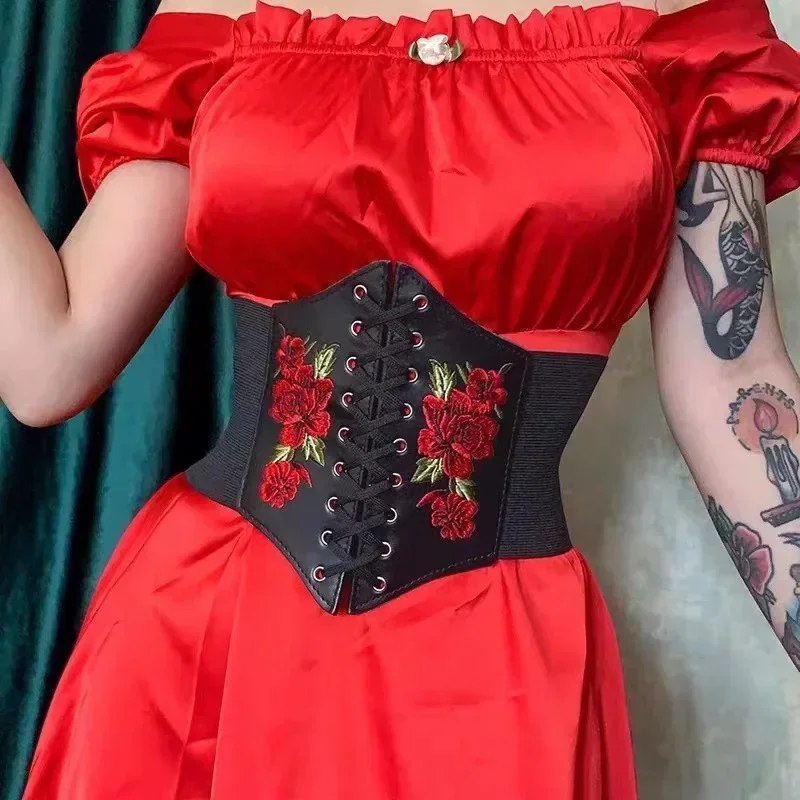 Frauen Korsett Punk Schwarz Breiten Gürtel Leder Abnehmen Körper Gürtel Für Frauen Cummerbunds Elastische Hohe Taille Gürtel Weibliche Kleid Korsetts