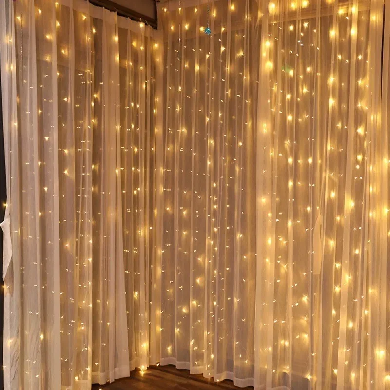 6/4/3M USB Curtain String ไฟ 8 โหมด Fairy Light ห้องนอนบ้านต้นคริสต์มาส Garland Light งานแต่งงานคริสต์มาสตกแต่งวันหยุด