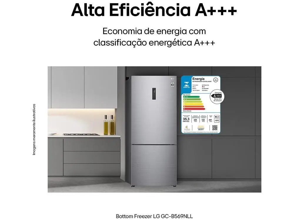 Geladeira/Refrigerador LG Frost Free Smart Inverse Prata 451L Inox Look GC-B569NLLM.APZFSBS - 220V