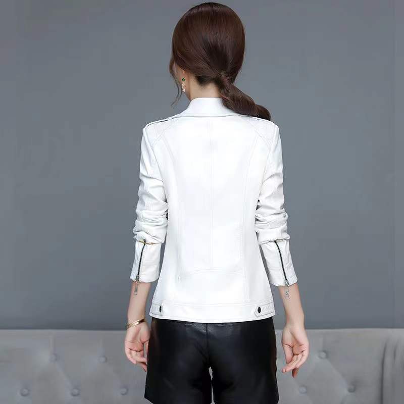 M-6XL 女の人 セパレートレザー ジャケット着 春 秋 新 ファッション むやみに めくる ファスナー スリム 短い コート着 女の人 サイズを大きくする