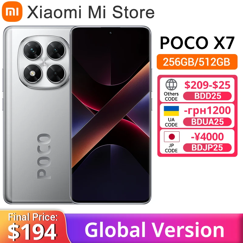 Xiaomi-スマートフォン,hyperos,50MP,POCO-X7インチ,Amoled 7300Hzディスプレイ,6.67 mAh, 45W, IP68,120度のカメラ,ウルトラNFC,国際版,5110