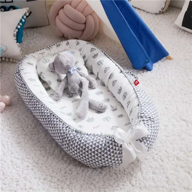 Cama nido para bebé de 85x50cm con almohada, cuna portátil, cama de viaje, cuna de algodón para bebé recién nacido, cuna, parachoques, nuevo