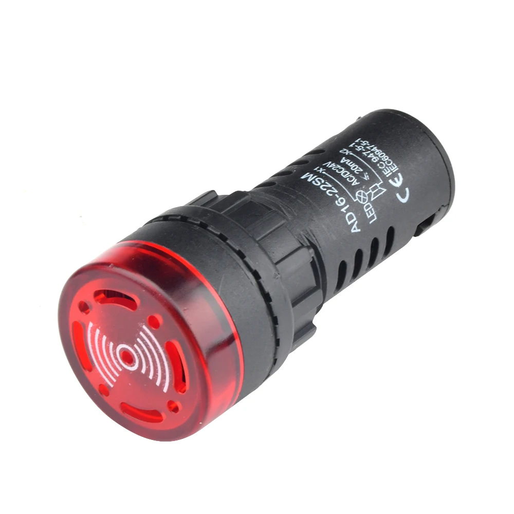 AD16-22SM AC 110V 220V DC 12V 24V Flash Signal Light Red LED Active Buzzer Beep Alarm Indicator Green Yellow