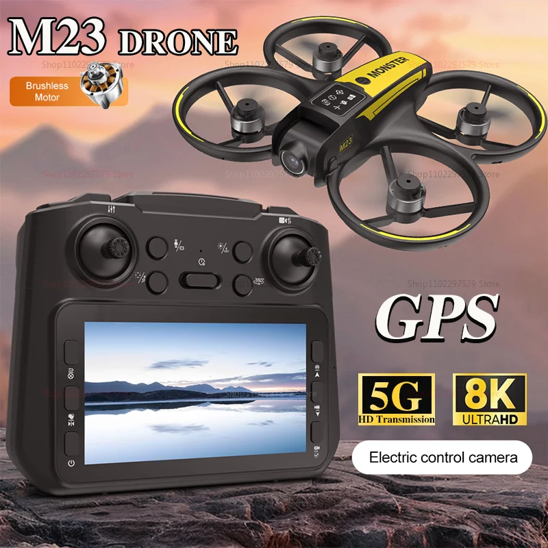 M23 Mini RC Drone 8K HD Câmera WiFi GPS Controle de tela 360 °   Hold Selfie Aerial Shots Helicóptero RC para crianças e adultos brinquedos de presente 5000M