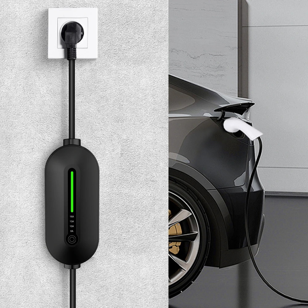ADPOW Portable EV Charger Type2 IEC62196-2 16A EVSE Charging Cable Type1 SAE J1772 EU Plug Controller Wallbox for Electric Car