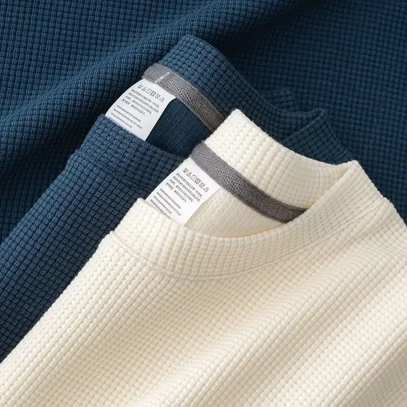 Nueva camiseta de manga corta con cuello redondo y gofres de verano para hombre, Top cómodo y transpirable de manga corta para uso informal